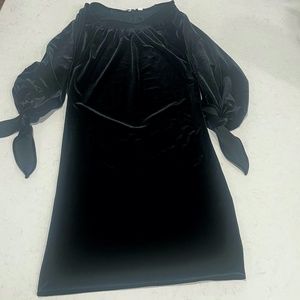 Gap Black Velvet Tie Sleeve Short Dress XS